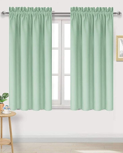 DWCN Blackout Curtains Room Darkening Thermal Insulated Bedroom Curtains Window Curtain Panels, 42 x 54 inches Long, Set of 2 Light Green Rod Pocket Drapes
