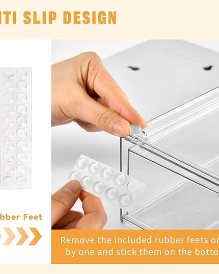 2 Pack Stackable Makeup Organizer, 12.1''L Acrylic Bathroom Organizer and Storage Undersink Drawer, Cosmetics and Beauty Supplies,Clear Plastic Storage Bins for Desk,Cabinet,Kitchen,Vanity,Pantry