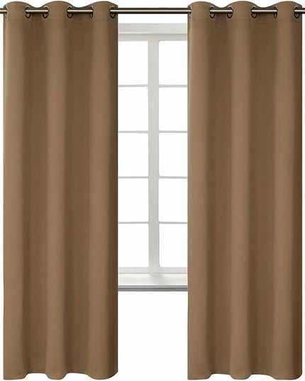 BGment Blackout Curtains for Living Room - Grommet Thermal Insulated Room Darkening Curtains for Bedroom, 2 Panels of 42 x 72 Inch, Taupe