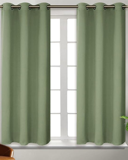 BGment Room Darkening Curtains 54 Inches Long - Grommet Thermal Insulated Drapes Window Treatment Curtains for Bedroom, 2 Panels, 38 x 54 Inch, Grass Green