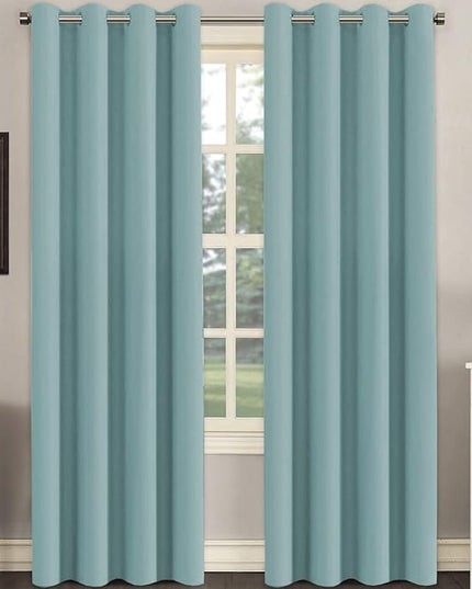 H.VERSAILTEX Premium Blackout Thermal Insulated Room Darkening Curtains for Bedroom/Living Room - Classic Grommet Top (2 Panels, Mineral Blue, 52 Inch by 84 Inch)