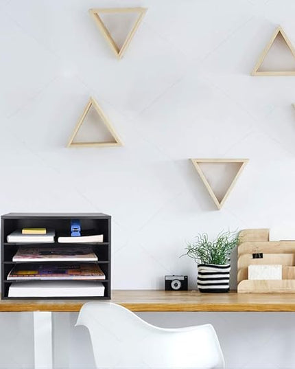 EMERIT Paper Organzier Wood Desktop Organizer Storage Letter Tray File Sorter with Adjustable Shelves for Home Office