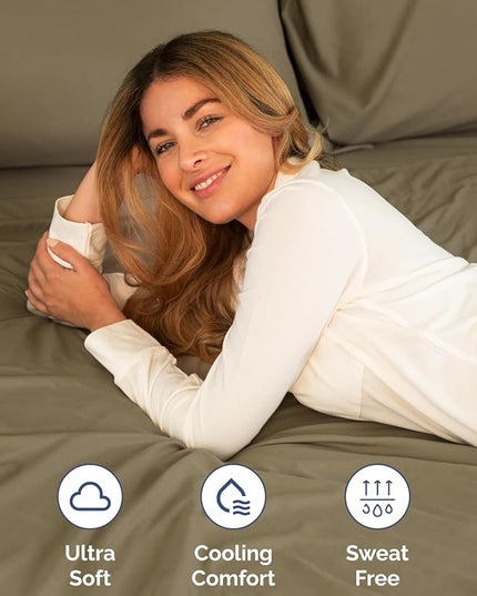 Extra Deep Queen Sheet Set - 6 Piece Breathable and Cooling Sheets - Hotel Luxury Bed Sheets Set - Easy & Secure Fit - Soft, Wrinkle Free and Comfy Sheets Set - Khaki Sheet Set with Extra Deep Pockets