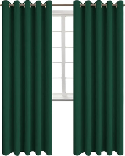 BGment Blackout Curtains for Bedroom - Grommet Thermal Insulated Room Darkening Drapes for Living Room, Set of 2 Panels (70 x 84 Inch, Emerald Green)