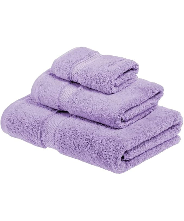 Superior Egyptian Cotton Pile 3 Piece Towel Set, Includes 1 Bath, 1 Hand, 1 Face Towel/Washcloth, Ultra Soft Luxury Towels, Thick Plush Essentials, Guest Bath, Spa, Hotel Bathroom, Purple