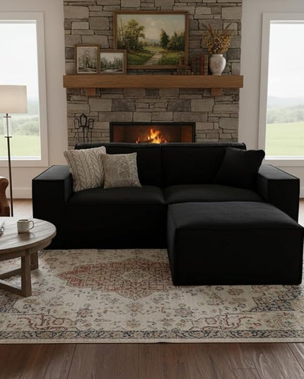 Cloud Couch Sectional, Comfort Chenille Boneless Couch for Living Room, Memory Foam Deep Seat Modular Sectional Sofa Compression Floor Sofa, No Assembly Required