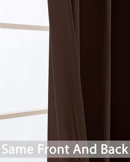 Yakamok Premium Room Darkening Thermal Insulated Curtains for Bedroom/Living Room - Classic Grommet Top (2 Panels, Chocolate Brown, 38 Inch by 63 Inch)