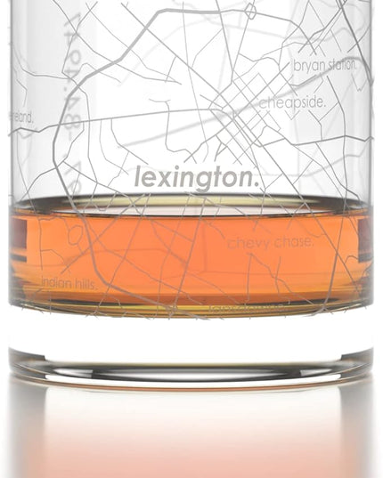 Well Told Engraved Lexington Kentucky Map Rocks Glass, Old Fashioned Whiskey Glass (11 oz, Clear) Etched Whiskey Glass, Gifts For Whiskey Lovers
