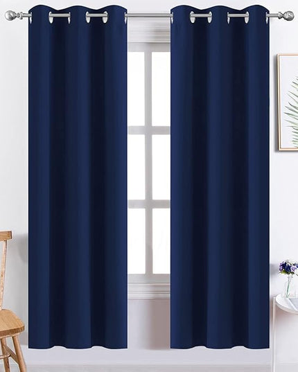 Yakamok Blackout Curtains Room Darkening Thermal Insulated with Grommet Window Curtain for Living Room, 38 x 72 inch, Navy Blue, 2 Panels