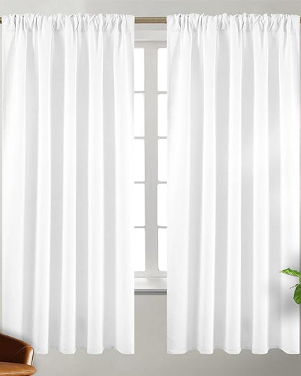 BGment Pure White Curtains for Bedroom 72 Inches - Rod Pocket and Back Tab Thermal Insulated Room Darkening Curtains for Living Room, 2 Window Curtain Panels, 42 x 72 Inch