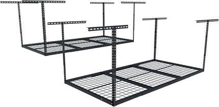 FLEXIMOUNTS 2 Pack 3x6 Overhead Garage Storage Adjustable Ceiling Rack 72" Length x 36" Width x 40" Height, 900lbs Total Weight Capacity, Black, Classic Series
