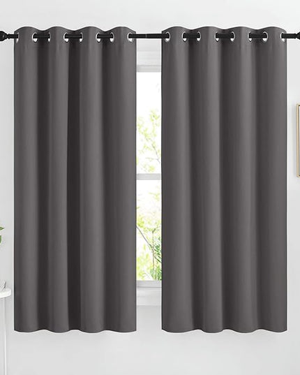 NICETOWN Blackout Window Curtains for Bedroom - Grommet Top Room Darkening Thermal Insulated Solid Vertical Drapes for Flat/Apartment (2 Panels, 46 x 63 Inch, Grey)