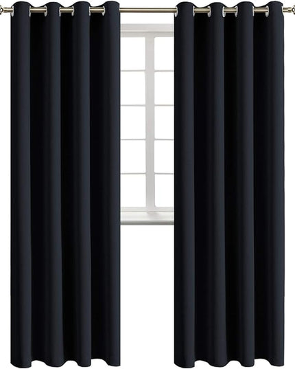 BGment Blackout Curtains - Grommet Thermal Insulated Room Darkening Bedroom and Living Room Curtains, Set of 2 Panels (52 x 108 Inch, Black)
