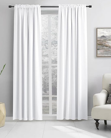 DONREN Extra Wide 60 Inches Wide Room Divider Curtains for Living Room -2 Panel Set Room Darkening Energy Efficient Curtains for Sliding Glass Patio Doors,Pure White,5FTx7FT(Total W120 x L84 Inch)