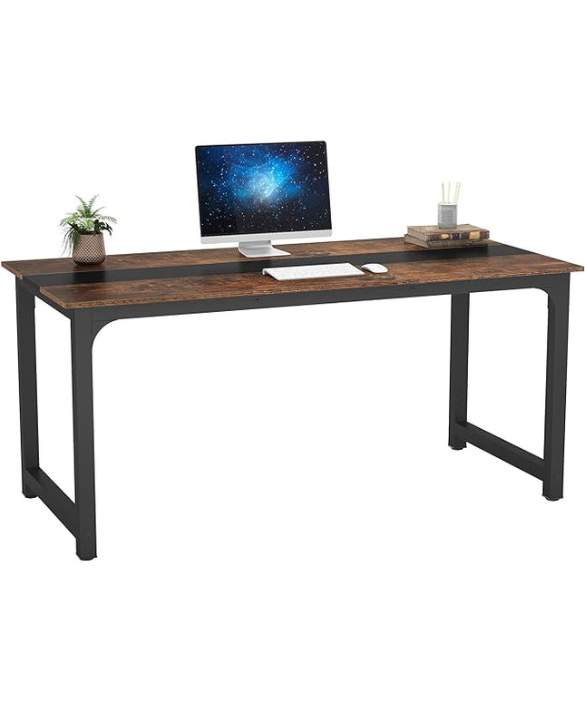 Tribesigns Modern Computer Desk, 70.8 x 31.5 inch Large Office Desk Computer Table Study Writing Desk Workstation for Home Office, Rustic/Black