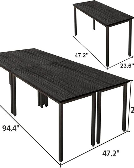 Bonzy Home 8FT Conference Table with Chairs Set, 94.4"x47.2"x29.5" Tables & 10Pcs Office Chairs, Meeting Room Study Printer Podcast Seminar Table Set for 10 People, Black