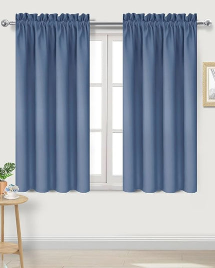 DWCN Blackout Curtains – Thermal Insulated, Energy Saving & Noise Reducing Bedroom and Living Room Curtains, Dusty Blue, W 38x L 54 Inch, Set of 2 Rod Pocket Curtain Panels
