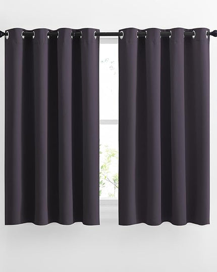 NICETOWN Bedroom Blackout Curtains and Drapes 54" L - Window Treatment Thermal Insulated Solid Grommet Blackout Draperies for Home Office (Greyish Purple, 2 Panels=92" Wide)