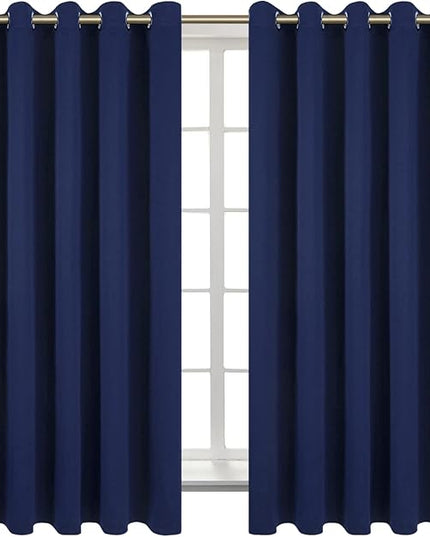 BGment Blackout Curtains for Bedroom - Grommet Thermal Insulated Room Darkening Curtains for Living Room, Set of 2 Panels (70 x 63 Inch, Navy Blue)