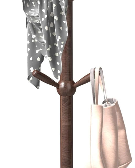 Solid Coat Rack Stand, Coat Rack Freestanding with 9 Hooks and Adjustable 3 Heights, Tree Coat Stand with Triangle Base for Entryway, Bedroom, Hallway, Wood Grain