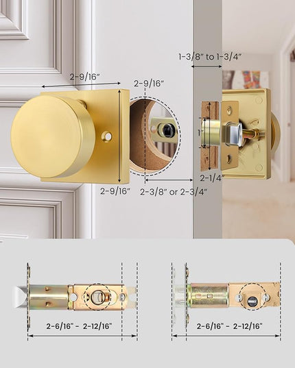 Brushed Gold Door Knobs with Deadbolt, Heavy Duty Front Door Knob and Deadbolt Set, Exterior Door Knob with Single Cylinder Deadbolt Lock Set (1 Pack)
