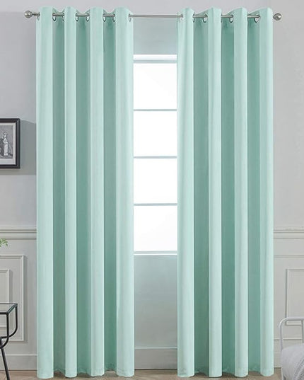 Yakamok Room Darkening Thermal Insulated Blackout Curtains for Living Room,Aqua Color,52 inch Wide by 96 inch Long Each Panel,Bonus 2 Tie Backs Included