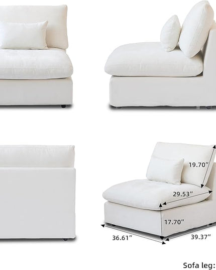 Cloud Modular Sectional Sofa, 160" U Shaped Modular Couch with Storage Ottoman, Down Filled Convertible Sofa,Wide 8 Seater Couch for Living Room, White