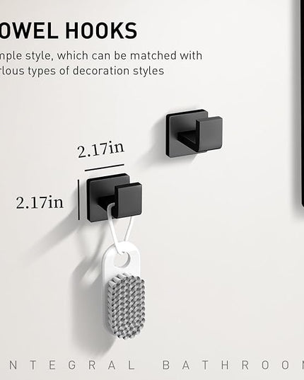 10-Pieces Matte Black Bathroom Accessories Set, Stainless Steel Bathroom Hardware Set, Towel Racks for Bathroom Wall Mounted 24 Inch Bath Towel Bar Set.