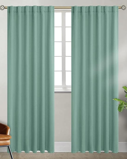 BGment Window Curtains for Bedroom - 84 Inch Rod Pocket and Back Tab Thermal Insulated Room Darkening Curtains for Living Room, 2 Curtain Panels (52 x 84 Inch, Frosty Green)