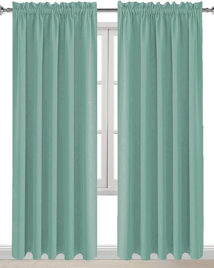 DWCN Blackout Curtains for Living Room Thermal Insulated, Energy Saving & Noise Reducing Bedroom Curtains, Sage Green, W 60x L 84 Inch, Set of 2 Rod Pocket Curtain Panels