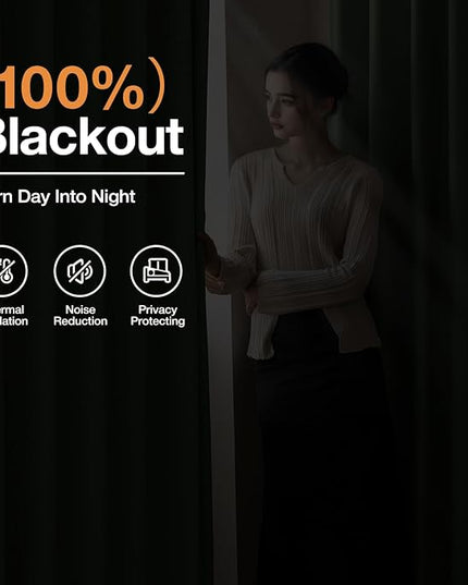 100% Blackout Curtains 102 inch Length 2 Panels for Living Room, Linen-Look Textured Room Darkening Thermal Insulated Noise Reduction Farmhouse Drapes for Bedroom (W52xL102, Olive)