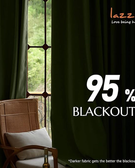 Lazzzy Velvet Green Curtains 108 Inches Long Black Out Thermal Insulated Room Darkening Curtain Drapes Luxury Back Tab Window Treatments for Bedroom Living Room 2 Panels, 52 x 108 Inch, Olive Sage