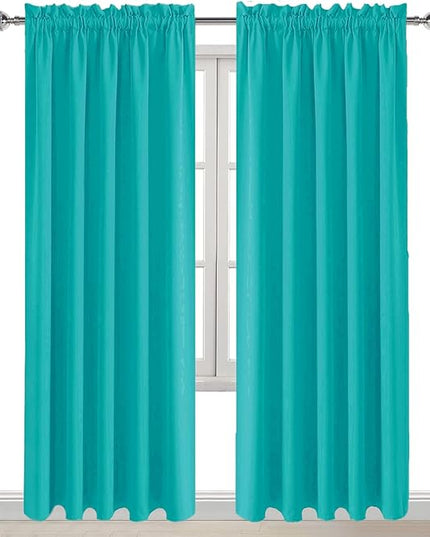 DWCN Blackout Curtains for Living Room Thermal Insulated, Energy Saving & Noise Reducing Bedroom Curtains, Peacock Blue, W 60x L 84 Inch, Set of 2 Rod Pocket Curtain Panels