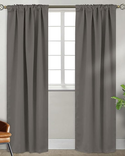 BGment Grey Curtains 84 inch for Bedroom - Rod Pocket and Back Tab Blackout Curtains Thermal Insulated Room Darkening Curtains for Living Room, 2 Window Curtain Panels (38 x 84 Inch, Grey)