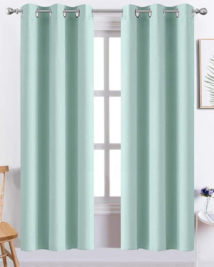Yakamok Room Darkening Drapes Blackout Curtains Thermal Insulated Grommet Curtain Panels for Bedroom, 38W x 72L, Aqua, 2 Panels