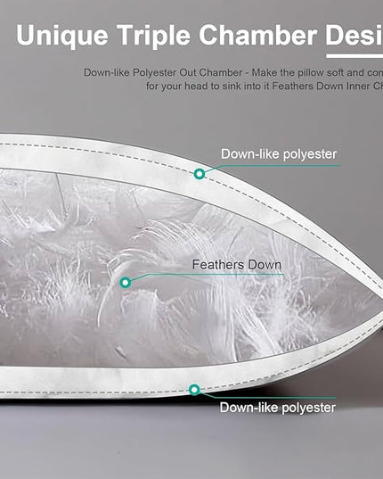 APSMILE Medium Firm Feathers Down/Poly Pillow Standard Size Pack of 1, Luxury Feather Pillow for Sleeping, 100% Organic Cotton Cover Hotel Collection Bed Pillows (White, 20"x26")