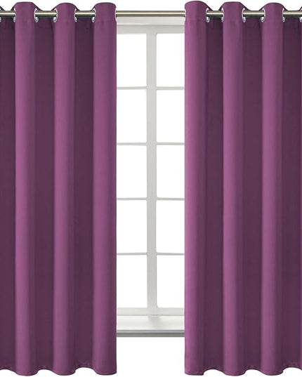 BGment Room Darkening Curtains 63 Inches Long - Grommet Thermal Insulated Drapes Window Treatment Curtains for Bedroom, 2 Panels, 52 x 63 Inch, Eggplant Purple