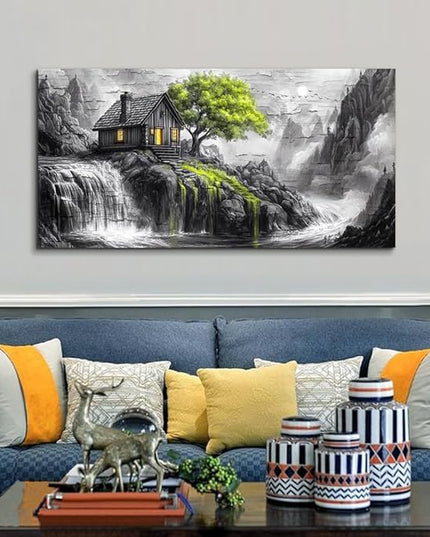 ERQINHUA Black And White Wall Art Canvas Wall Painting For Living Room Large Wall Decor For Bedroom Office Mural Green Tree Landscape Picture Artwork Modern Inspiration Posters Home Decor 24"X48"