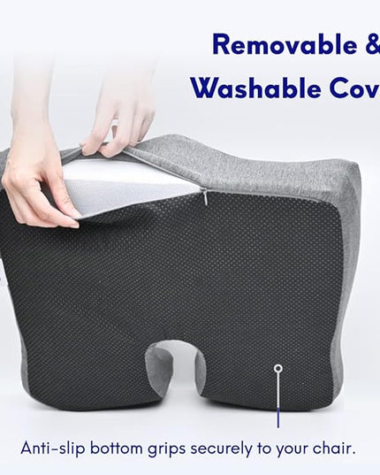 Cushion Lab Patented Pressure Relief Seat Cushion for Long Sitting Hours on Office & Home Chair - Extra-Dense Memory Foam for Soft Support. Car Pad for Hip, Tailbone, Coccyx, Sciatica - Black