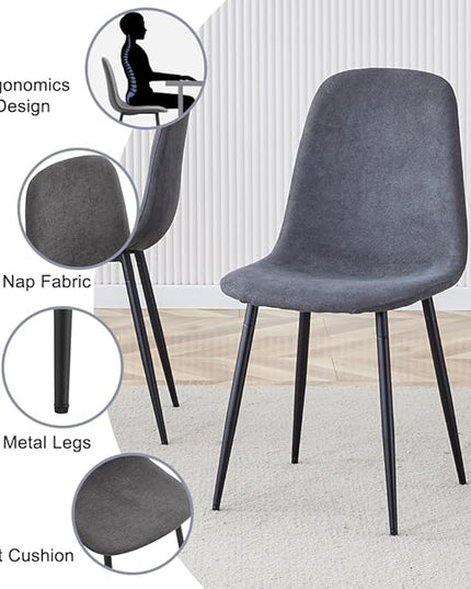 Dinner Table Set for 4, 5 Piece Dining Table Set with Chairs, 63" Faux Marble Modern Table with 4 Linen Fabric Chairs, for Kitchen & Dining Room
