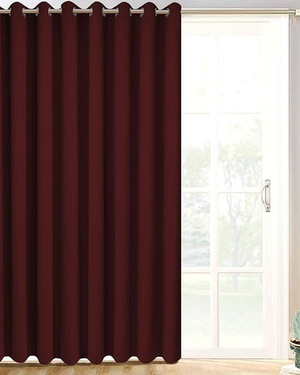 Yakamok Extra Wide Blackout Curtain for Sliding Glass Door, Grommet Thermal Insulated Room Divider Curtain 100W x 84L inch, Room Darkening Patio Curtain,8.3ft Wide x 7ft Tall, 1 Panel,Burgundy Red