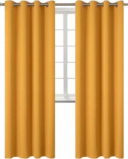 BGment Room Darkening Curtains 84 Inches Long - Grommet Thermal Insulated Drapes Window Treatment Curtains for Bedroom, 2 Panels, 52 x 84 Inch, Mustard Yellow