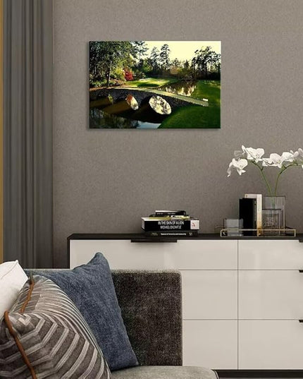 chenchenArt Augusta National Golf Course Wall Art for Living Room Bedroom Bathroom Home Decorations Golf Art Golf Picture Poster Canvas Prints Framed Ready to Hang(12''H x 16''W)