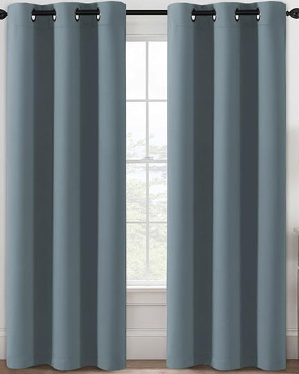 H.VERSAILTEX Blackout Curtains for Bedroom Thermal Insulated Room Darkening Living Room Curtains 84 Inch Long Grommet Privacy Protection Window Curtain Panels/Drapes for Nursery, 2 Panels,Stone Blue