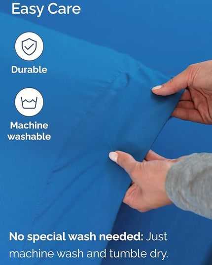 Extra Deep Split King Sheet Set - 7 Piece Breathable & Cooling Sheets - Hotel Luxury Bed Sheets Set - Easy Fit - Soft, Wrinkle Free & Comfy Sheets Set - Royal Blue Sheet Set with Extra Deep Pockets