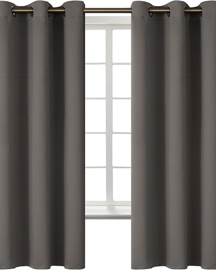 BGment Blackout Curtains for Bedroom - Grommet Thermal Insulated Room Darkening Curtains for Living Room, Set of 2 Panels (38 x 63 Inch, Grey)