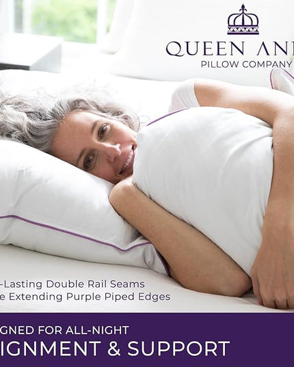 Queen Anne Hotel Collection Pillows – Luxury Down Alternative Bed Pillows (2-Pack, King Firm) – Ultimate Comfort, Hypoallergenic, Made in The USA