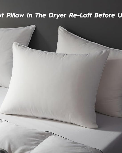 Globon Ultra Soft Down Pillow Queen Size, All Down Filled Bed Pillow for Sleeping, 100% Cotton Shell 500 Thread Count 700 Fill Power, Soft Hotel Collection Down Feather Pillow 20" x 30" 1 Pack