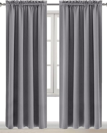 DWCN Blackout Curtains Room Darkening Thermal Insulated Bedroom Curtains Window Curtain Panels, 52 x 84 inches Long, Set of 2 Grey Rod Pocket Drapes