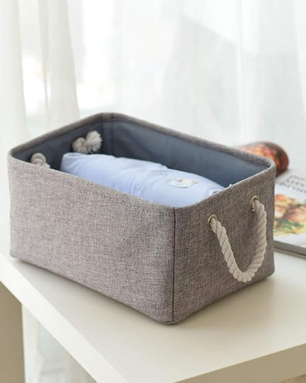 TheWarmHome Large Storage Bins Basket, 2 Pack Grey Fabric Storage Cubes for Changing Table Nursery Livingroom Kidsroom Playroom Toy, Collapsible Storage Baskets for organizing Shelves Closet